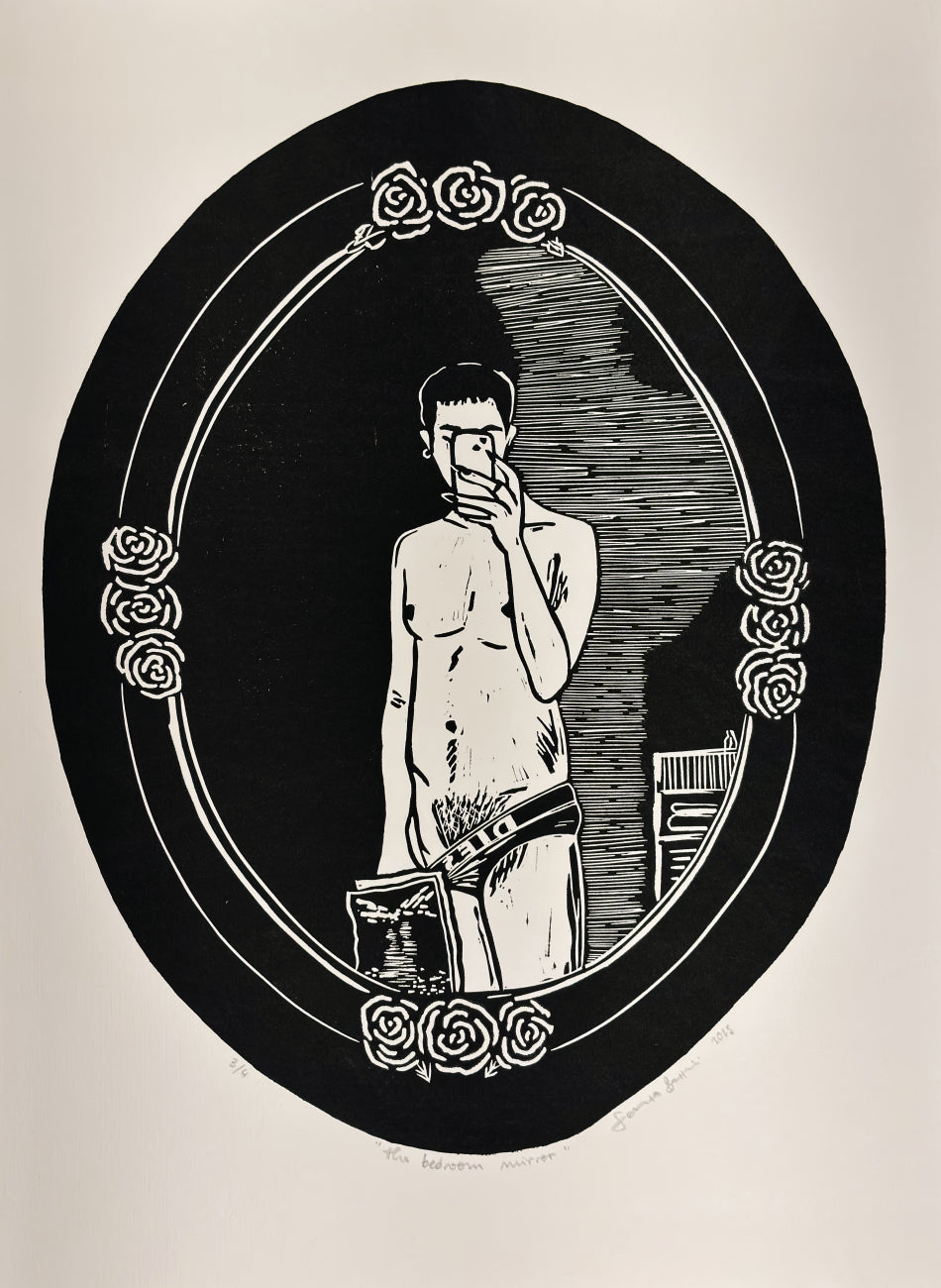 The bedroom mirror