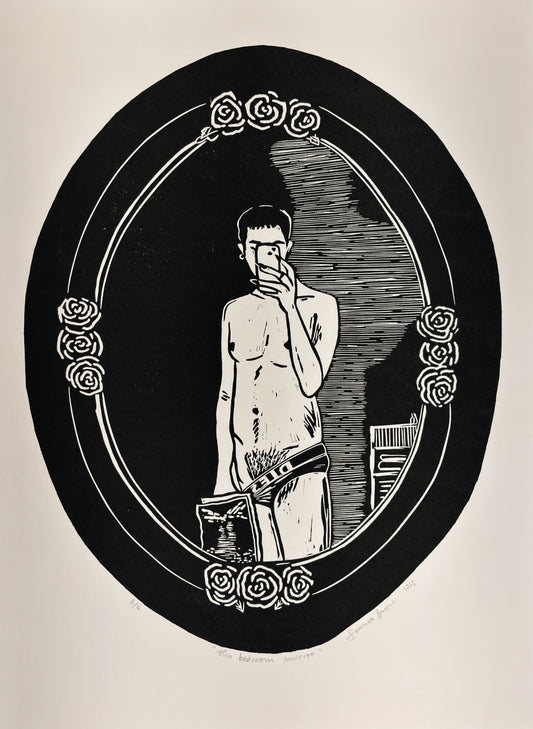 The bedroom mirror